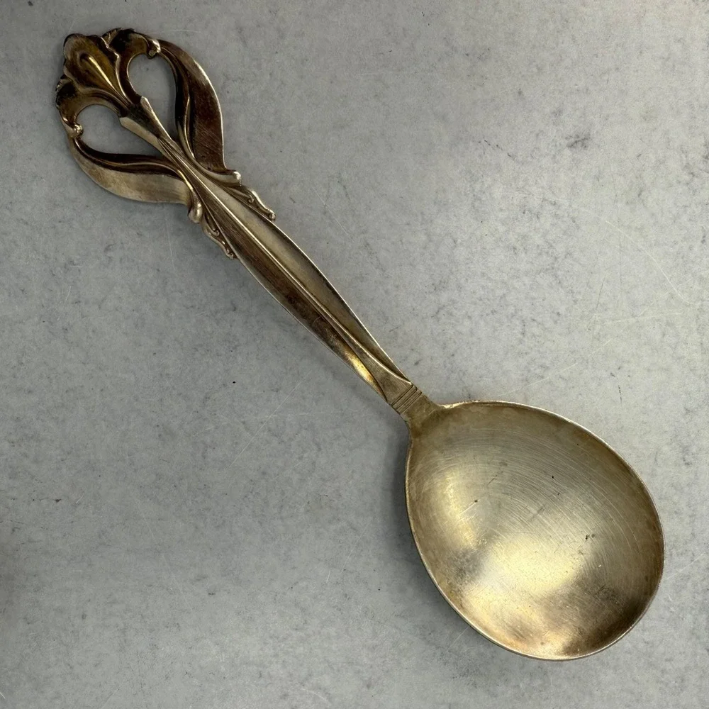Vintage Tablespoon Serving Spoon Danish Frigast Benedikte Silverplate Flatware